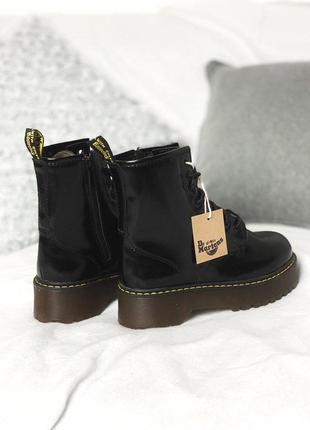 Dr martens jadon black женские ботиночки платформе с мехом/осень/зима/весна😍7 фото