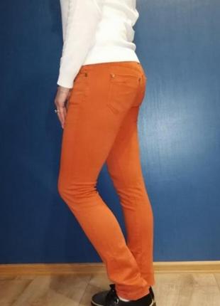 Оранжевые зауженные штаны, стрейчевые терракотовые штаны5 фото