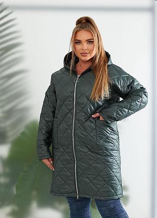 Куртка довга жіноча демі на змійці великі розміри до 66