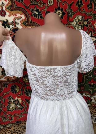 Шикарное нежное свадебное платье из кружева в романтическом греческом стиле со шлейфом5 фото