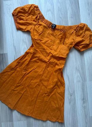 Лляна сукня льон платье льняное горчичное оранжевое lola skye5 фото