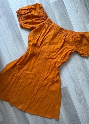 Лляна сукня льон платье льняное горчичное оранжевое lola skye4 фото