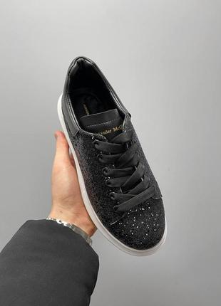 Женские кроссовки  alexander mcqueen glitter black4 фото