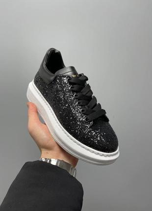 Женские кроссовки  alexander mcqueen glitter black3 фото