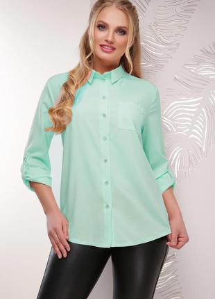 Женская батальная блуза мятного цвета1 фото