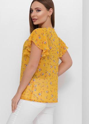 Желтая летняя шифоновая блузка2 фото