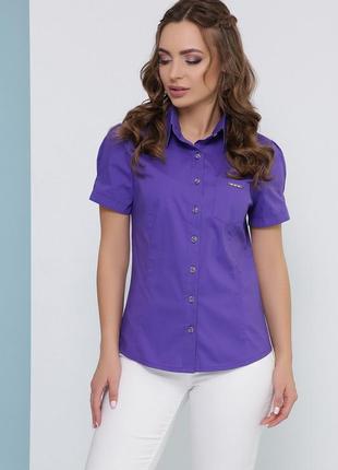 Фиолетовая блуза в рубашечном стиле размер 42-44