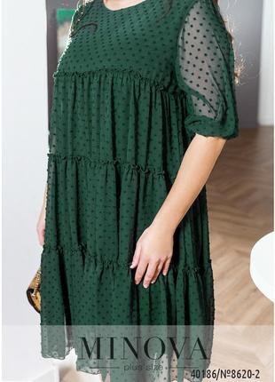 Темно-зелене літнє плаття із шифону ботал4 фото