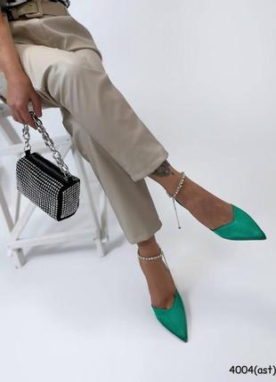 Туфлі жіночі взуттєвий текстиль колір смарагдові 39р2 фото