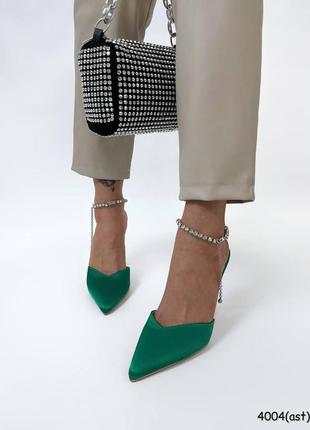 Туфлі жіночі взуттєвий текстиль колір смарагдові 39р4 фото