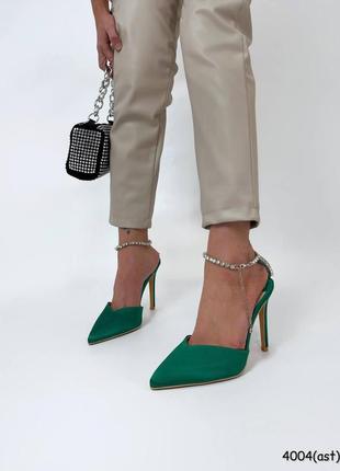 Туфлі жіночі взуттєвий текстиль колір смарагдові 39р3 фото