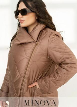 Длинное женское стеганое пальто3 фото