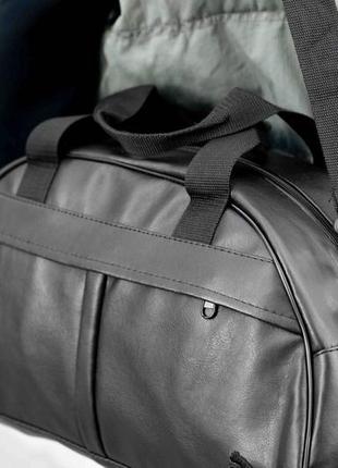 Спортивная мужская сумка черная из экокожи для тренировок и фитнеса женская