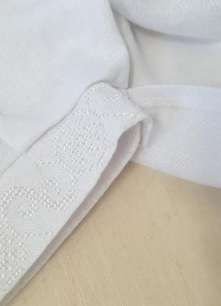 Женская рубашка вышиванка лен белая вышивка для пары р.42 - 604 фото