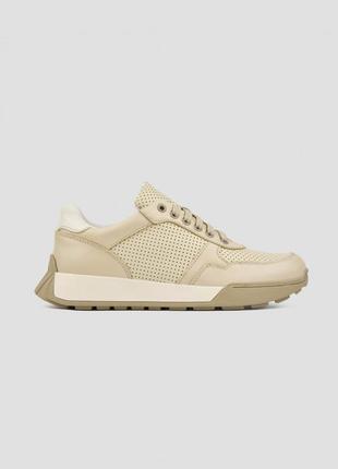 Кожаные кроссовки бежевые с перфорацией | 69773