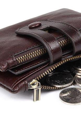 Портмоне кошелек мужской кожаный коричневый компактный удобный стильный2 фото