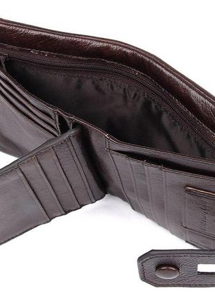 Портмоне кошелек мужской кожаный коричневый компактный удобный стильный8 фото