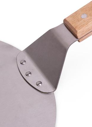 Підставка для піци kamille з неіржавкої сталі з дерев'яною ручкою km-5098 "kg"4 фото