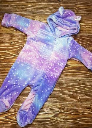 Комбинезон космос для малышей 68-74 см с ушками и капюшоном