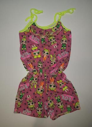 Летний трикотажный комбинезон ромпер с куколками l.o.l. 7-10 лет