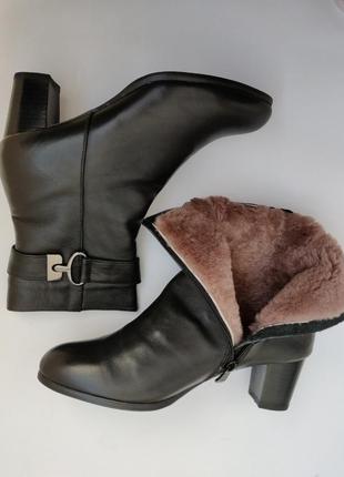 Новые ❄️☃️ботинки зимние на каблуке кожаные сапоги8 фото