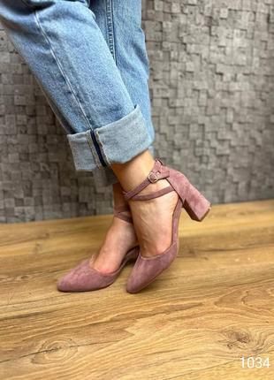 Туфли пудровые розовые нюд с ремешками3 фото