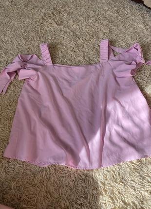 Летняя блуза в светло-розовом цвете с бантиками1 фото