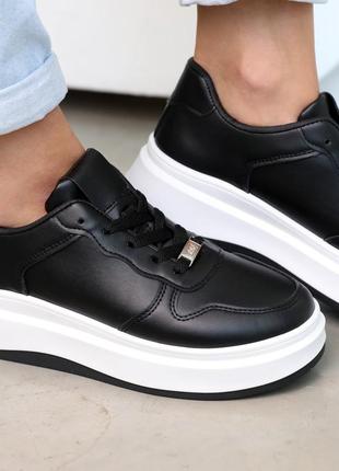 Стильные черные кеды/кроссовки женские весенне-осенние, на високой подошве, на платформе,женская обувь4 фото