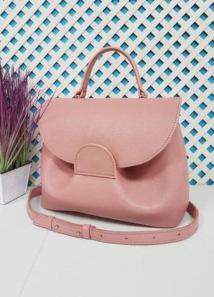Сумка женская средняя натуральная кожа, розовый флотар 333