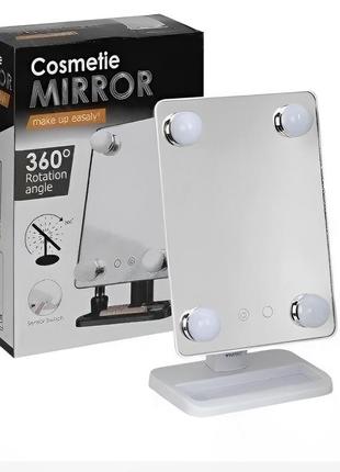 Компактное зеркало с подсветкой для макияжа mch cosmetie mirror 360 rotation angel с led подсветкой