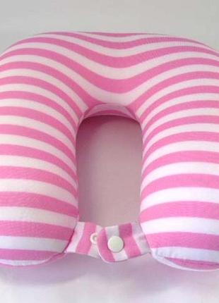 Шейная подушка розовая полосатая2 фото
