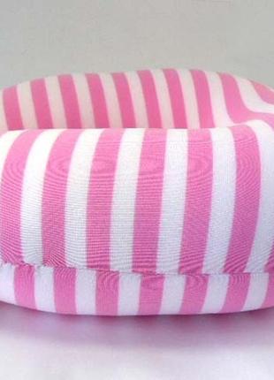 Шейная подушка розовая полосатая4 фото