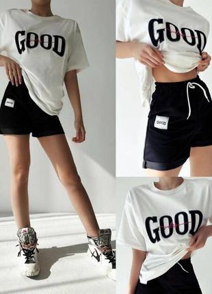 Женский костюм футболка и шорты al-