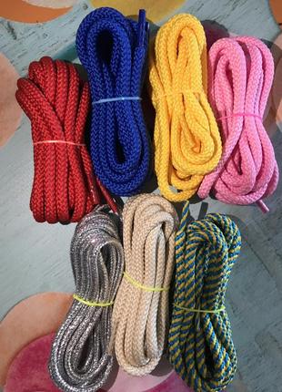 Набір кольорових, круглих шнурків для взуття 1м (7 пар)1 фото
