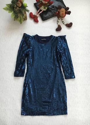 Вечернее блестящее платье из пайеток с воланами3 фото