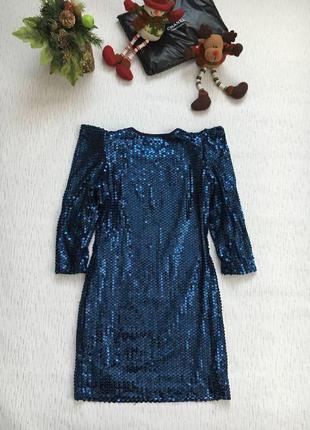 Вечернее блестящее платье из пайеток с воланами4 фото