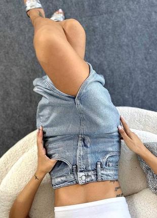Джинсовая юбка миди с блестящим напылением / джинсовая юбка миди с разрезом / блестящая юбка миди