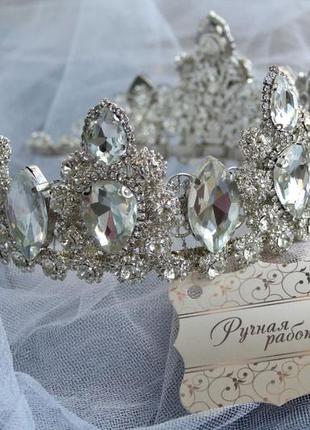 Корона, тиара, ободок, корона из бусин, корона из хрусталя, украшения для невесты4 фото