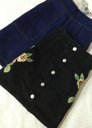 Спідниця джинсова графіт із вишивкою topshop розмір 8/101 фото