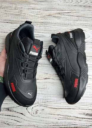 Кроссовки мужские Stickereien puma (пума) натуральная кожа цвет черный