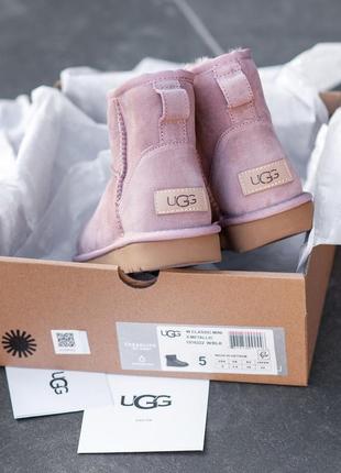 Зимние женские замшевые розовые уги/угги/сапоги с мехом, ugg classic pink3 фото