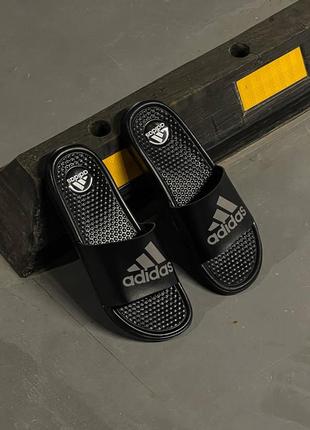 Adidas black reflective, шльопанці адідас, чорні шльопанці3 фото