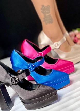Босоножки туфли на каблуках черные бежевые розовые синие1 фото