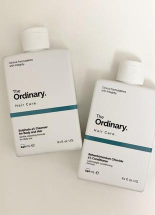 Набір шампунь та кондиціонер the ordinary sulphate 4% cleanser for bode and hair та behentrimonium chloride 2%