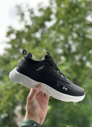 Кроссовки мужские черные under armour (андер армор) натуральная кожа цвет белый2 фото