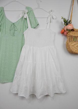 Хлопковый ярусный сарафан лето натуральное ярусное платье на бретелях сток бренд1 фото