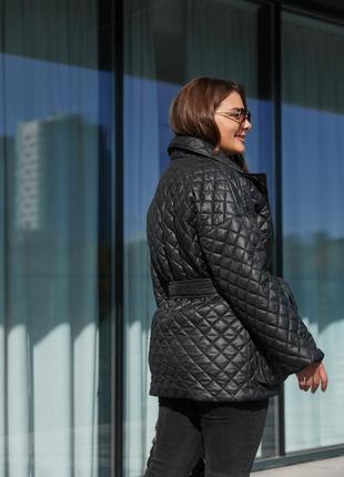 Куртка женская демисезонная стеганая с поясом размеры44-506 фото