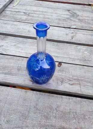 Очень красивый хрустальный графин для воды и напитков ссср синий хрусталь2 фото