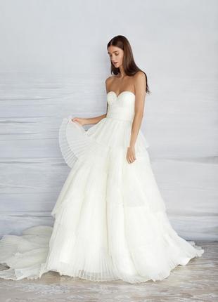 Свадебное платье органза айвори со шлейфом liretta pollardi минимализм дизайнерское milanova1 фото