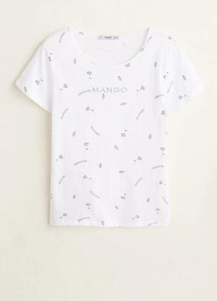 Базовая белая футболка mango с легким принтом